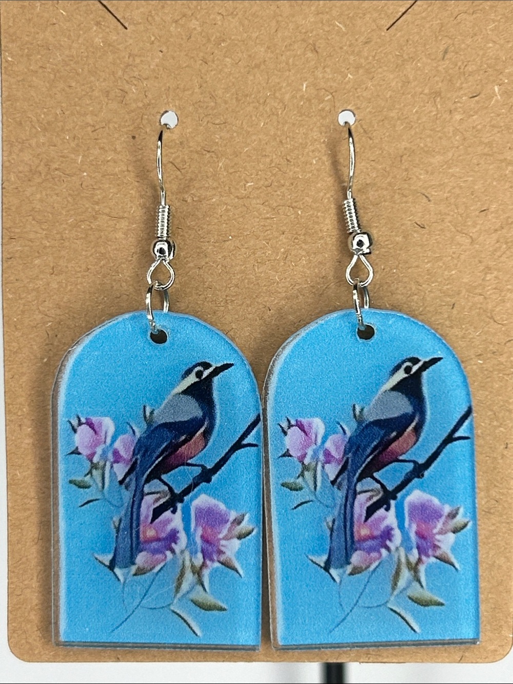 Blue Bird Floral Drop Earrings Fashion Jewelry - Picture 1 of 4